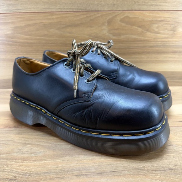 DR MARTENS Vintage Chunky 90\'s Mens 11 UK 10 Square Toe Black Oxford ENGLAND